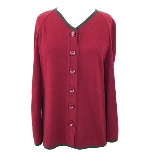 Valentino Sweaters - Valentino Boutique Wool Burgundy Button Front Cardigan